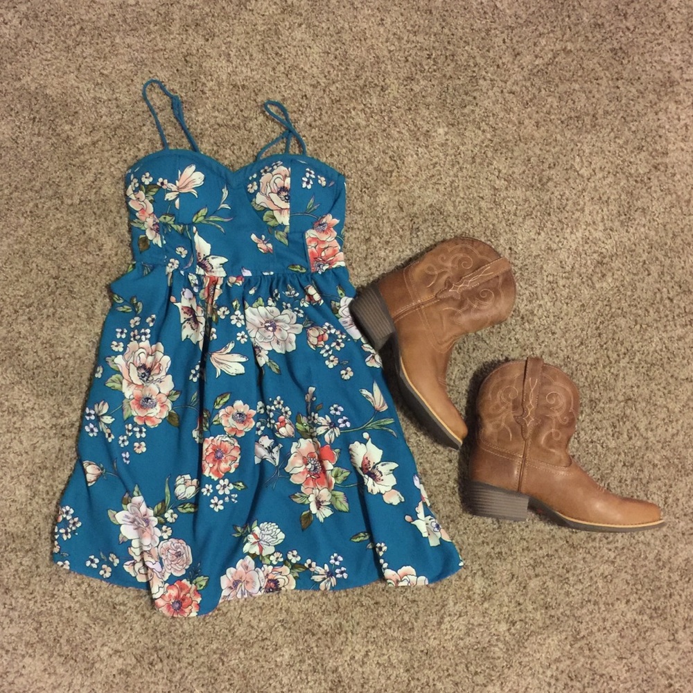 Emerald green floral dress